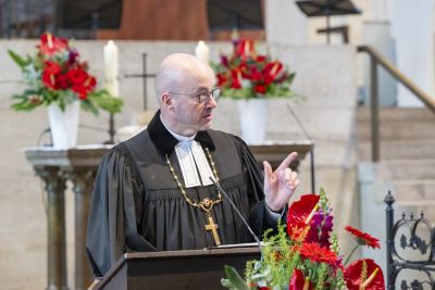 Tobias Bilz, stellvertretender Vorsitzender des Rats der Evangelischen Kirche in Deutschland (EKD), hielt bim Abschiedsgottesdienst ein Grußwort.
